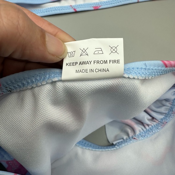 Girls One Shoulder Swimsuits Kids Two Piece Bathing Suits Ruffle Beach Swimwear - Picture 4 of 7